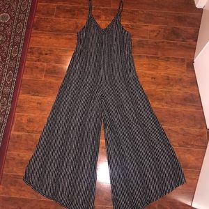 Black and White Striped Jumpsuit